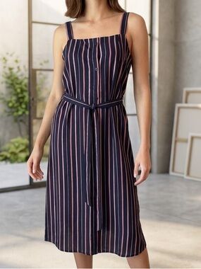Potter's Pot Striped Dress with Waist Tie